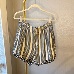 Anthropologie Pilcro Everyday Paperbag Cotton Gauze Striped Shorts Size 25